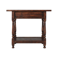 Opposite side view of rustic end table.