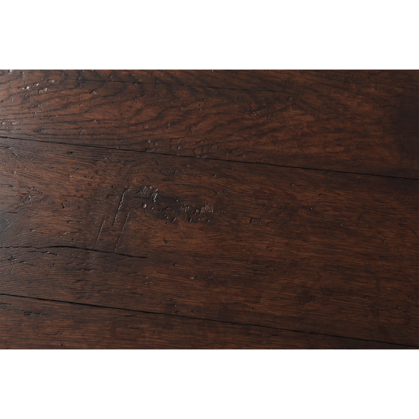 Detailed wood grain texture on rustic end table.