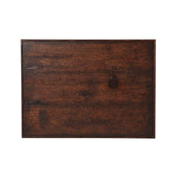 Top view of rustic end table surface.