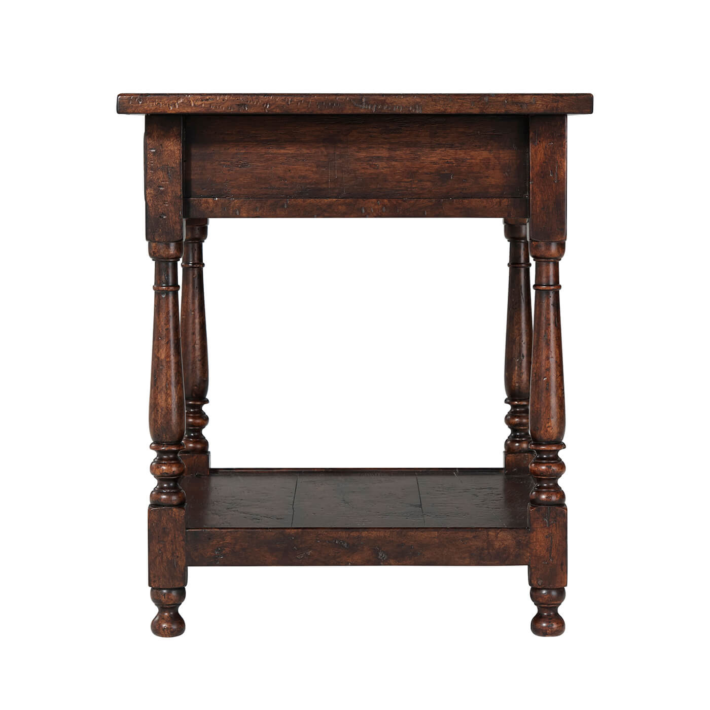 Side view of rustic end table.