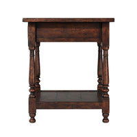 Side view of rustic end table.