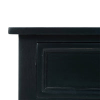Rustic black end table close-up of edge detail