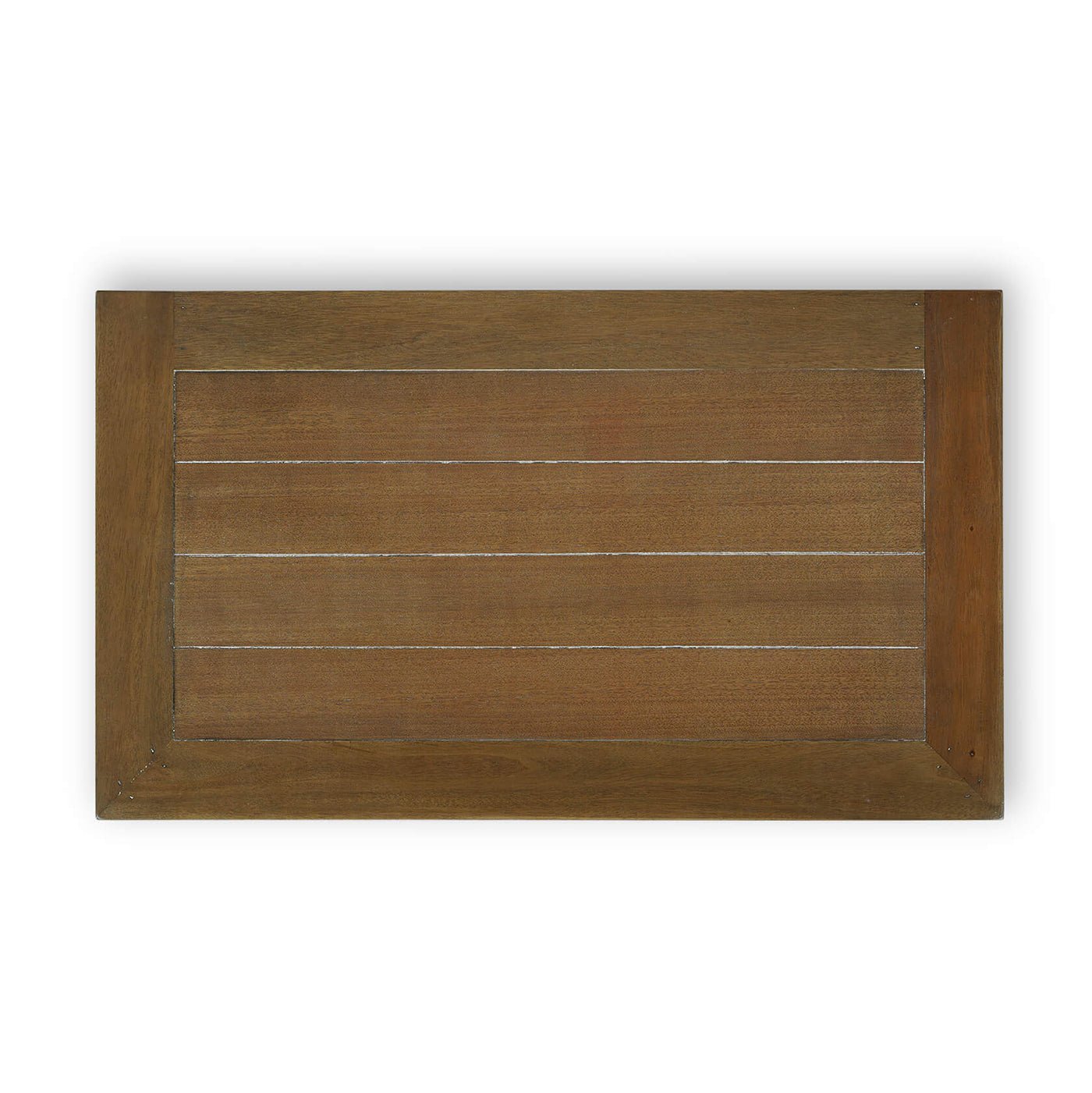 Rustic end table top view displaying wood texture.