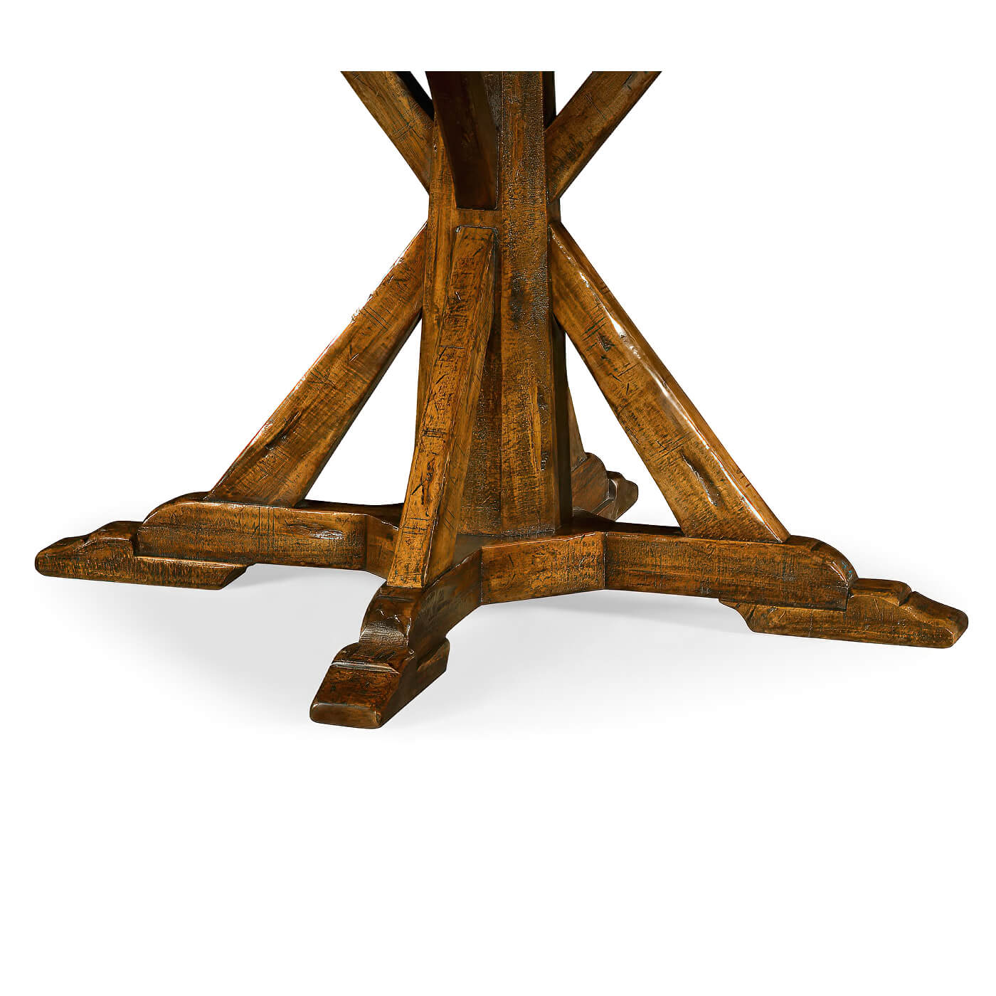 Detailed view of dining table pedestal base craftsmanship.