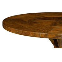 Close-up of walnut dining table edge detail.