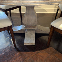 Dining table pedestal base, detailed view.
