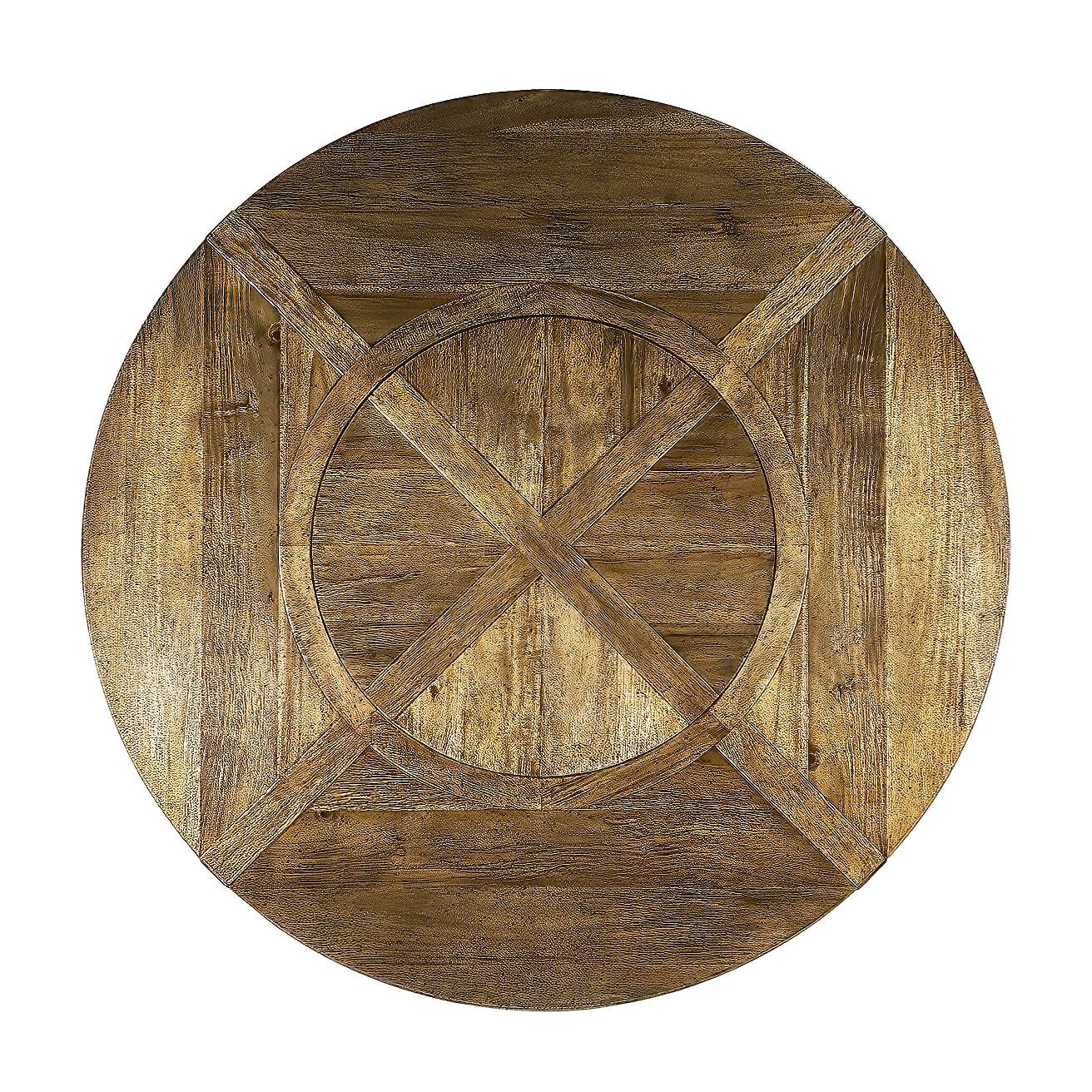 Rustic Round Dining Table - Medium Brown - English Georgian America
