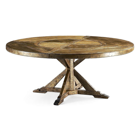 Rustic Round Dining Table - Medium Brown