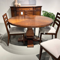 Dining table with chairs around, top view