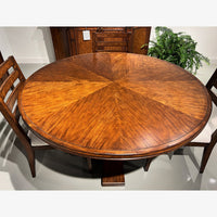 Close-up of rustic round wood table surface design