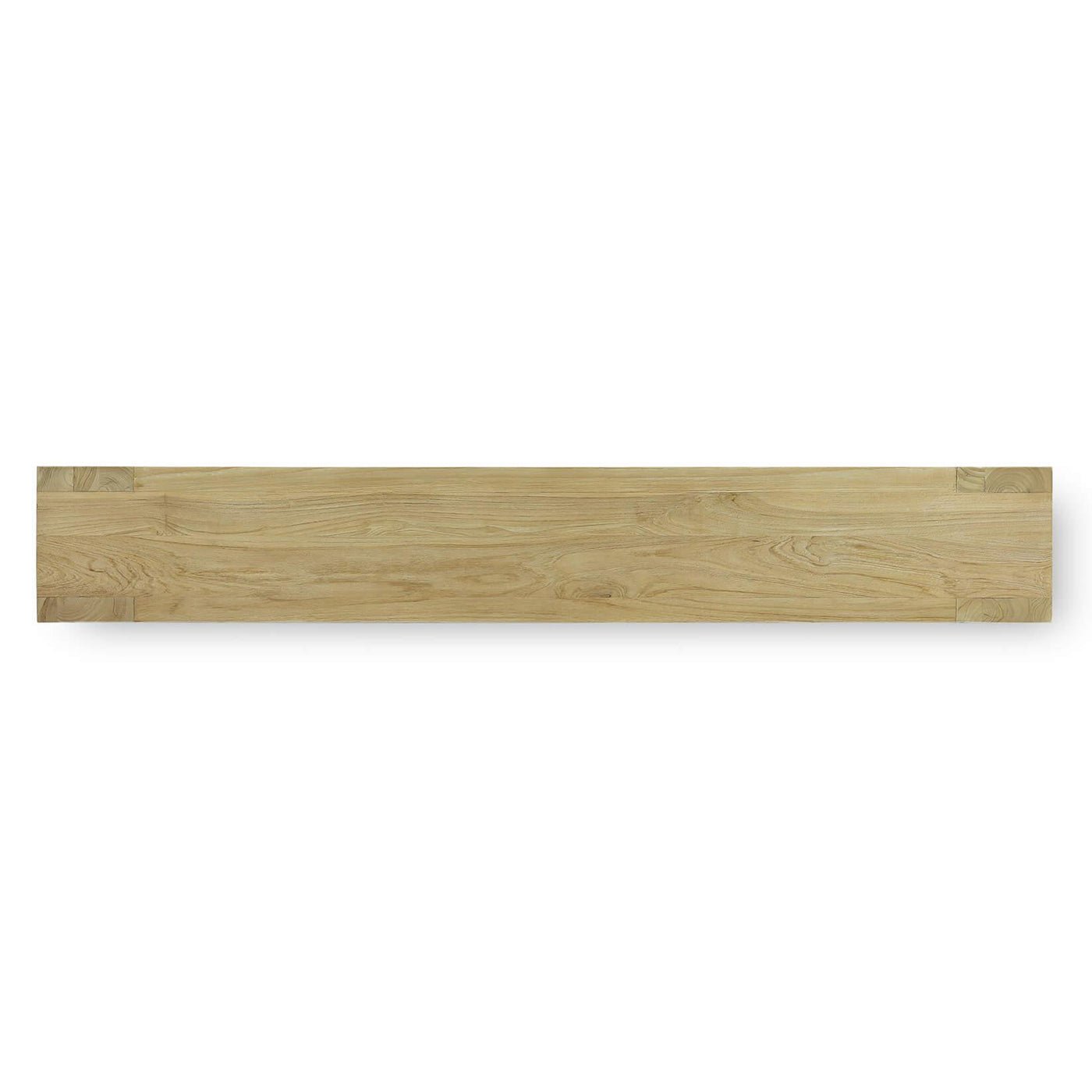Top view of console table, smooth wooden surface.