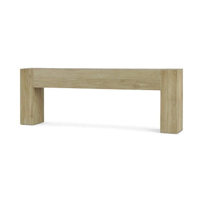 Rustic teak console table, front view, minimalist design.
