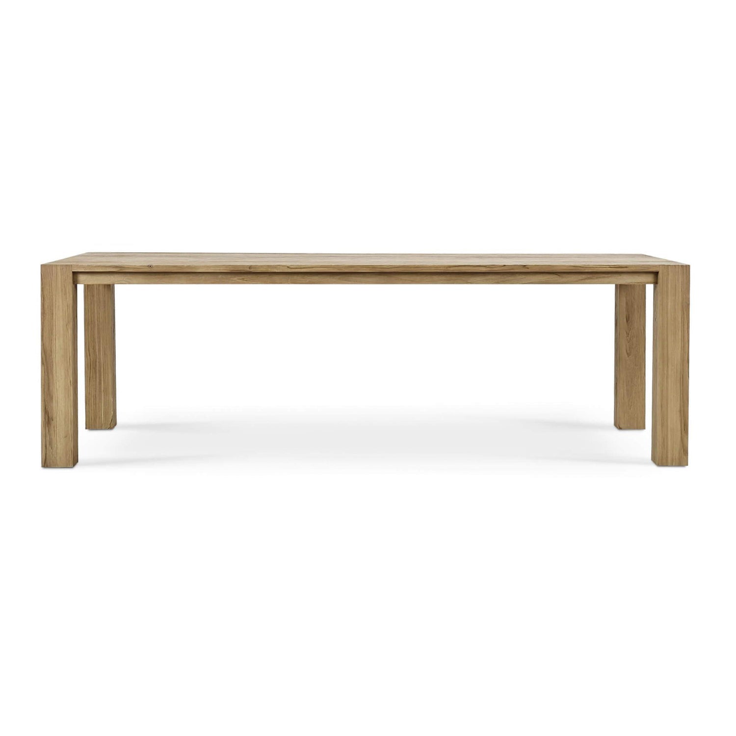Side view of rustic Scandinavian teak dining table