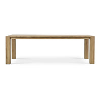 Side view of rustic Scandinavian teak dining table