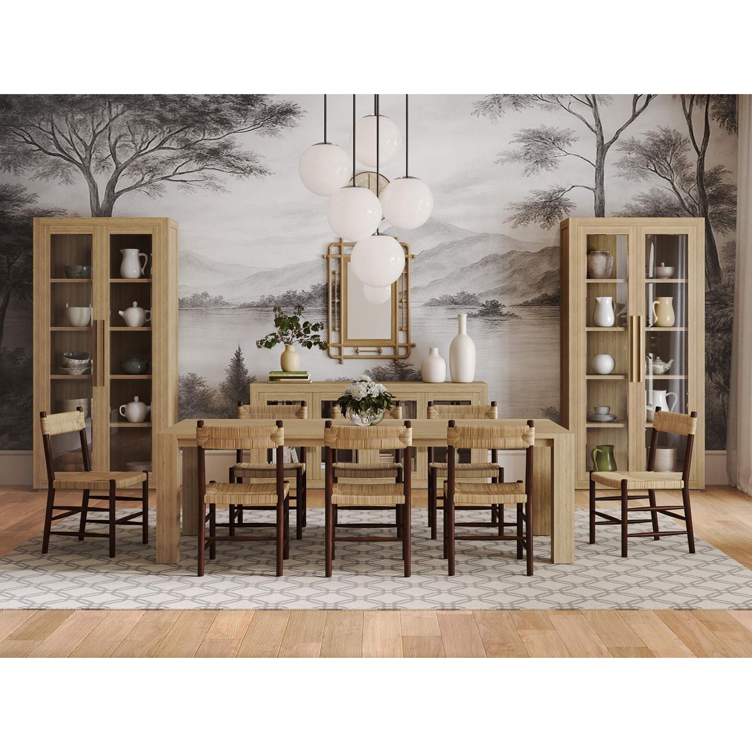 Styled dining room with Scandinavian teak table ensemble