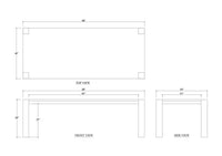 Dimensions diagram of rustic Scandinavian teak table