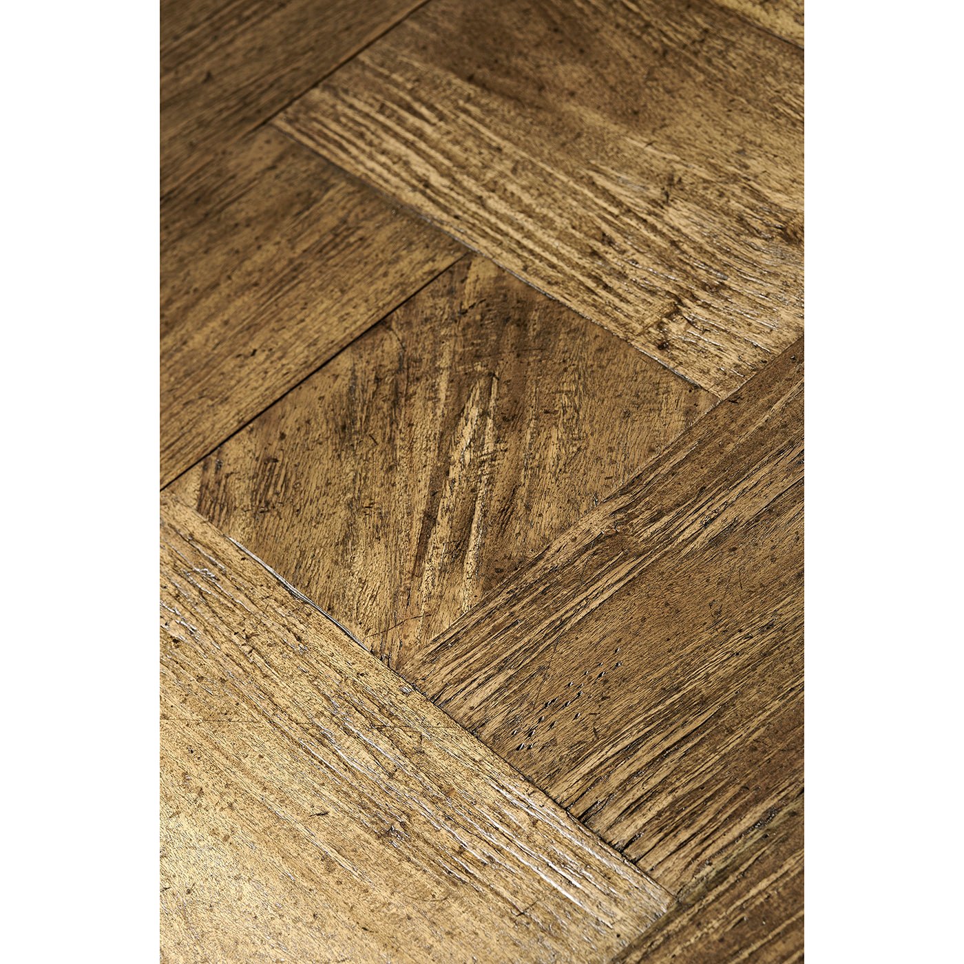 Close-up of wood texture on rustic square coffee table.