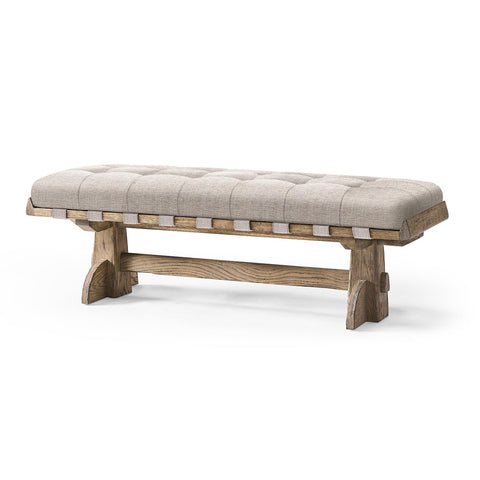 Rustic Trestle Style Solid Wood Bench