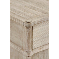 Rustic buffet sideboard top corner detail.