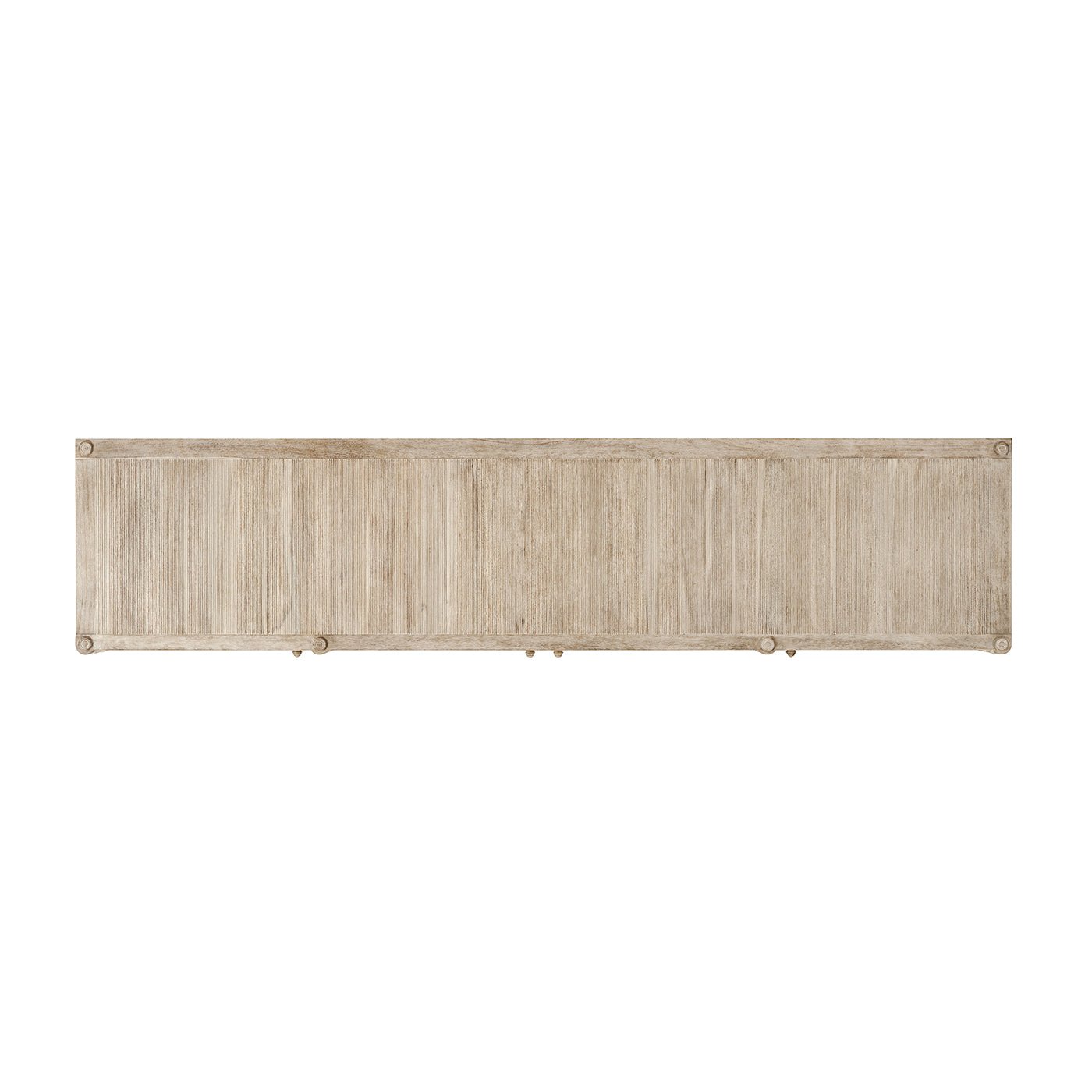 Top view of rustic washed buffet sideboard.