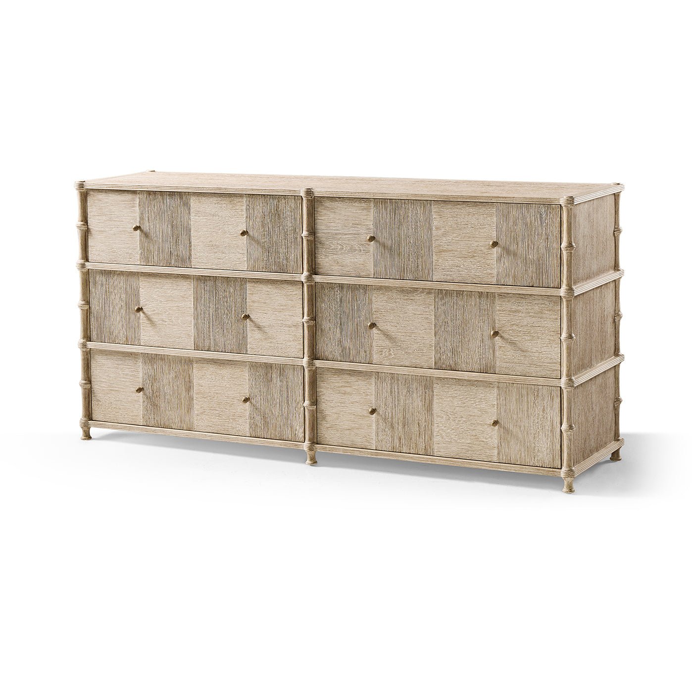 Rustic washed dresser, angled front view, nine drawers.