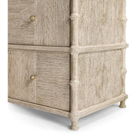 Rustic washed dresser, lower side detail, sturdy leg design.