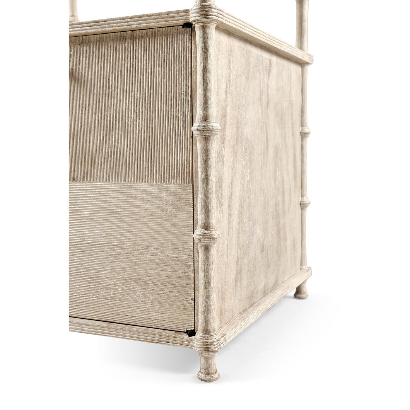 Side view of etagere cabinet detail and legs.