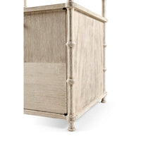 Side view of etagere cabinet detail and legs.