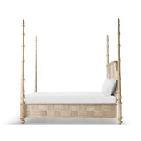 Side view of Rustic Washed Pencil Post Bed with posts.