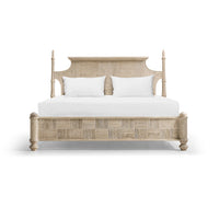 Frontal view of Rustic Washed Pencil Post Bed, without posts.