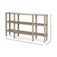 Dimensions of rustic wooden console table shown.