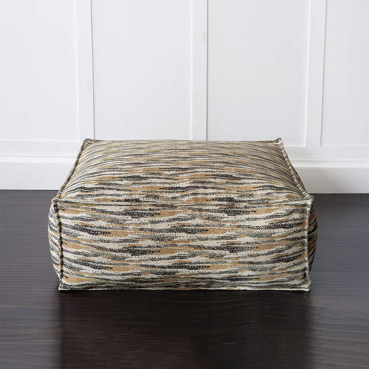 Rectangular pouf, top view, abstract design.