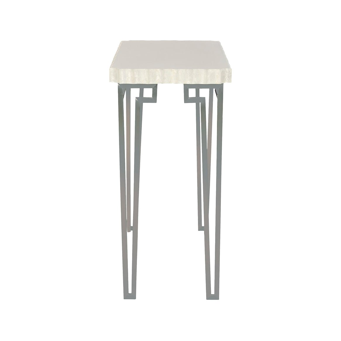 Art Deco console table side profile view.