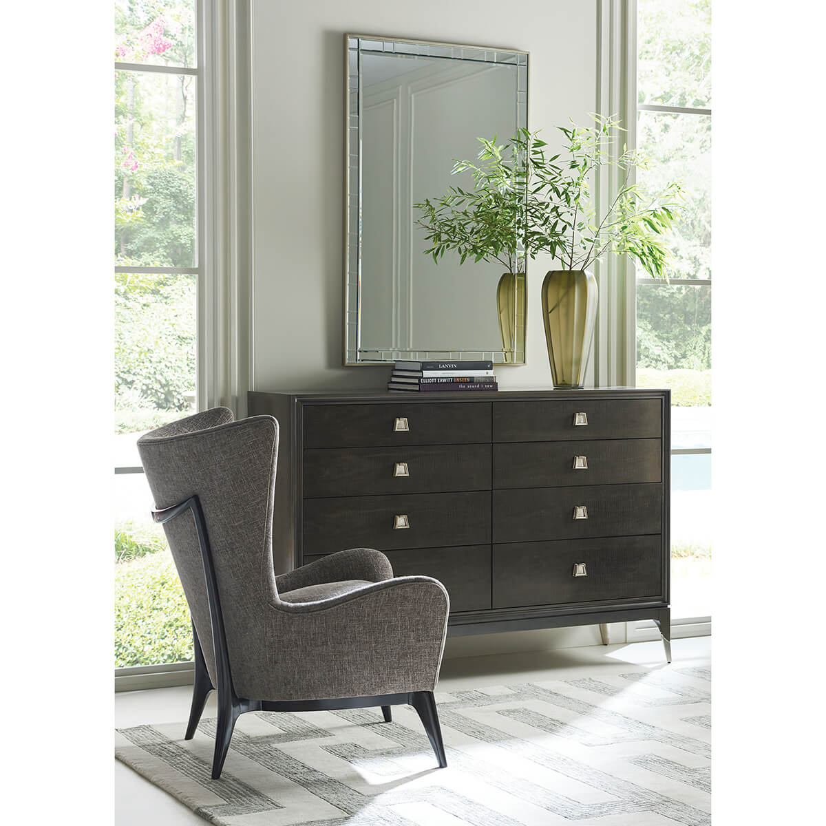 Scandinavian Mid Century Armchair in modern living room setting.