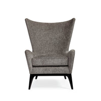 Gray Scandinavian Mid Century Armchair, front view.