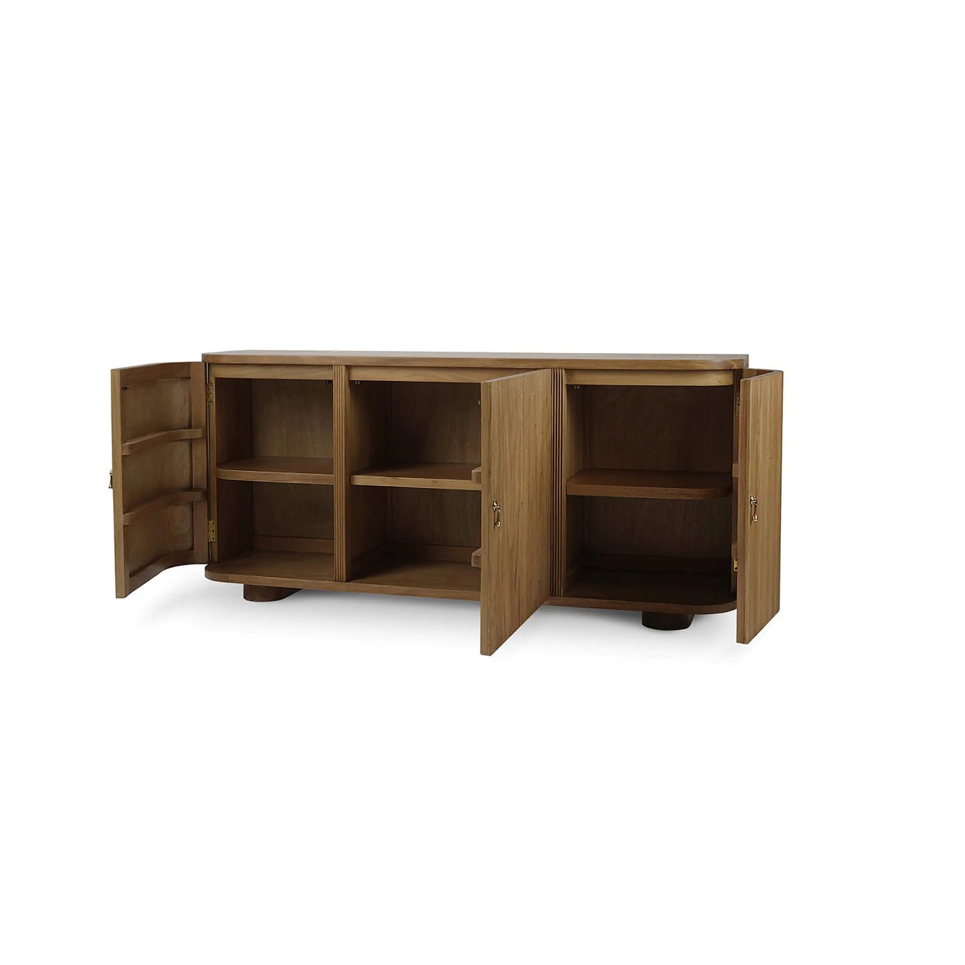 Open sideboard showing interior shelves and storage space.