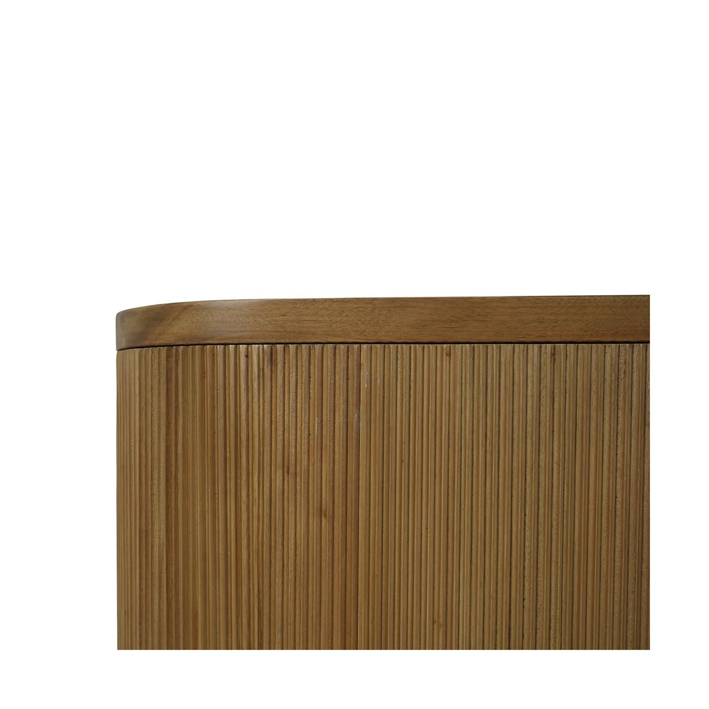 Reeded wood texture detail on side of sideboard.