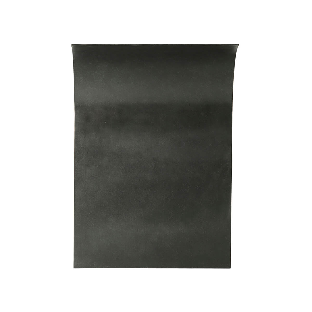 Side view of sculptural modern table, black surface.