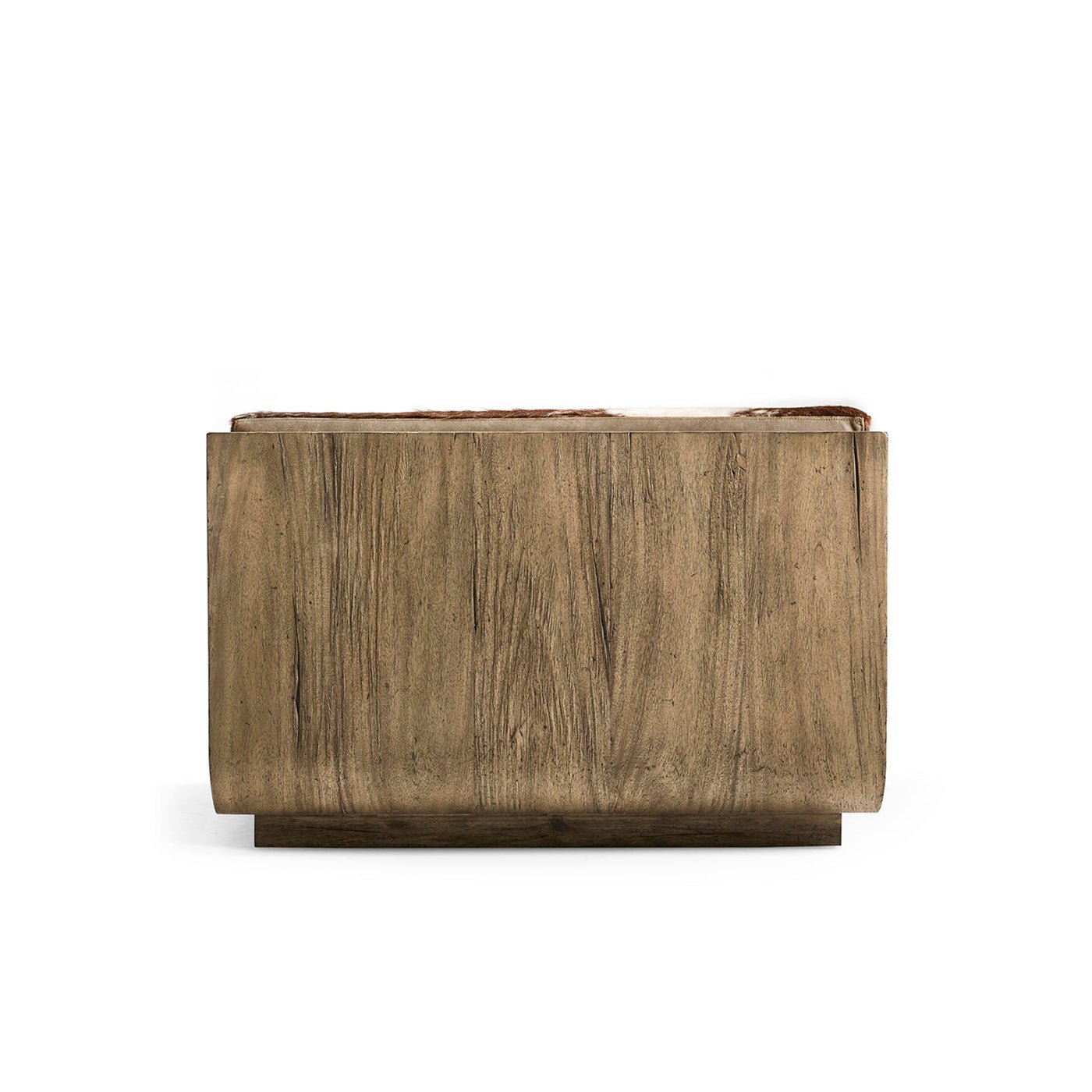 Side view of wooden daybed showing texture.