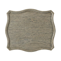 Top view of rustic grey oak table surface.
