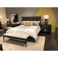 Modern bed in a decorated bedroom setting.