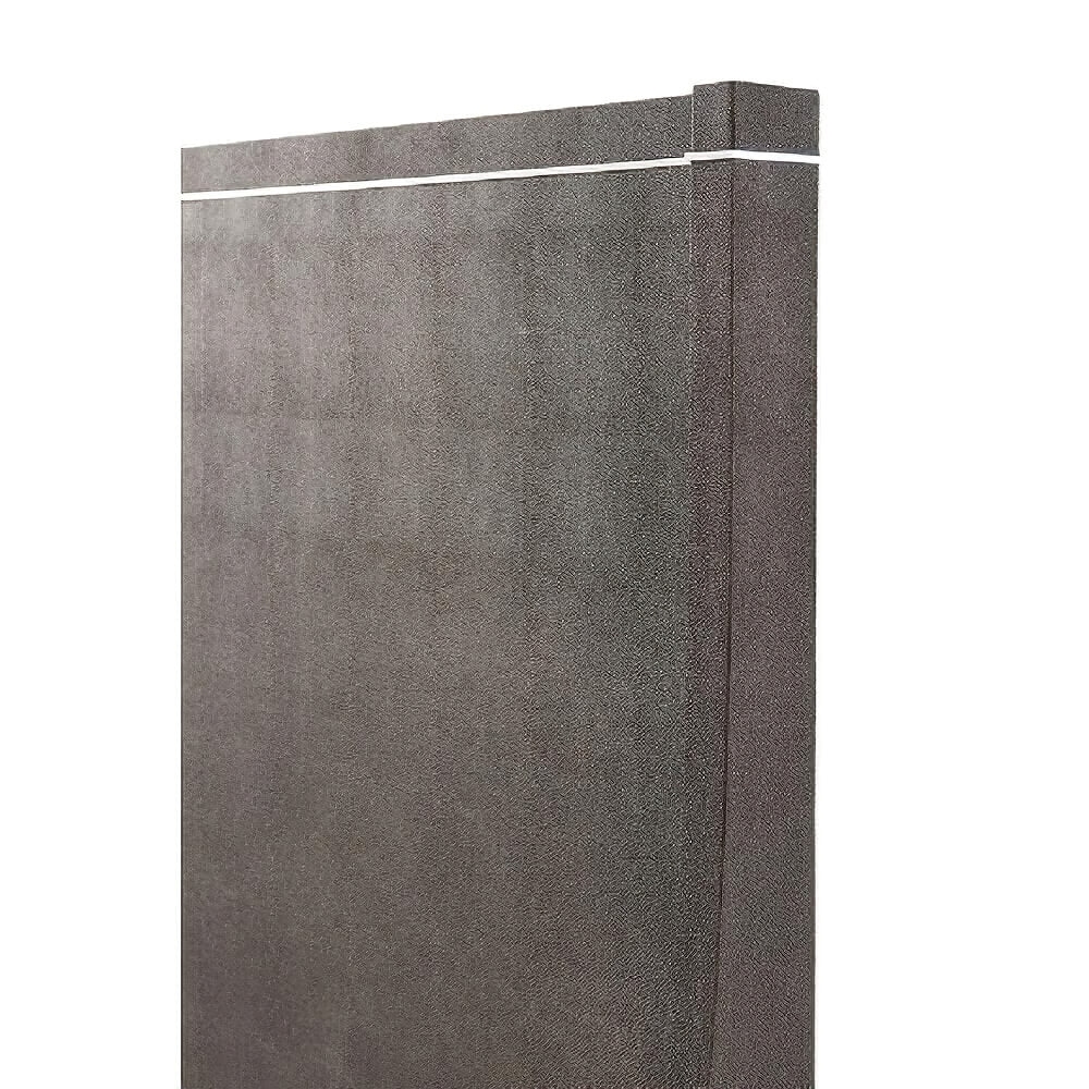 Side view of modern bed headboard, texture detail.