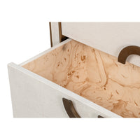 Shagreen Nightstand in Osprey White with Gold Hardware - additional view