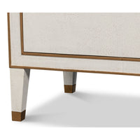 Shagreen Nightstand in Osprey White with Gold Hardware - additional view