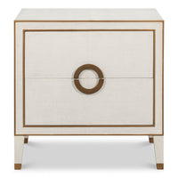 Shagreen Nightstand in Osprey White with Gold Hardware - additional view