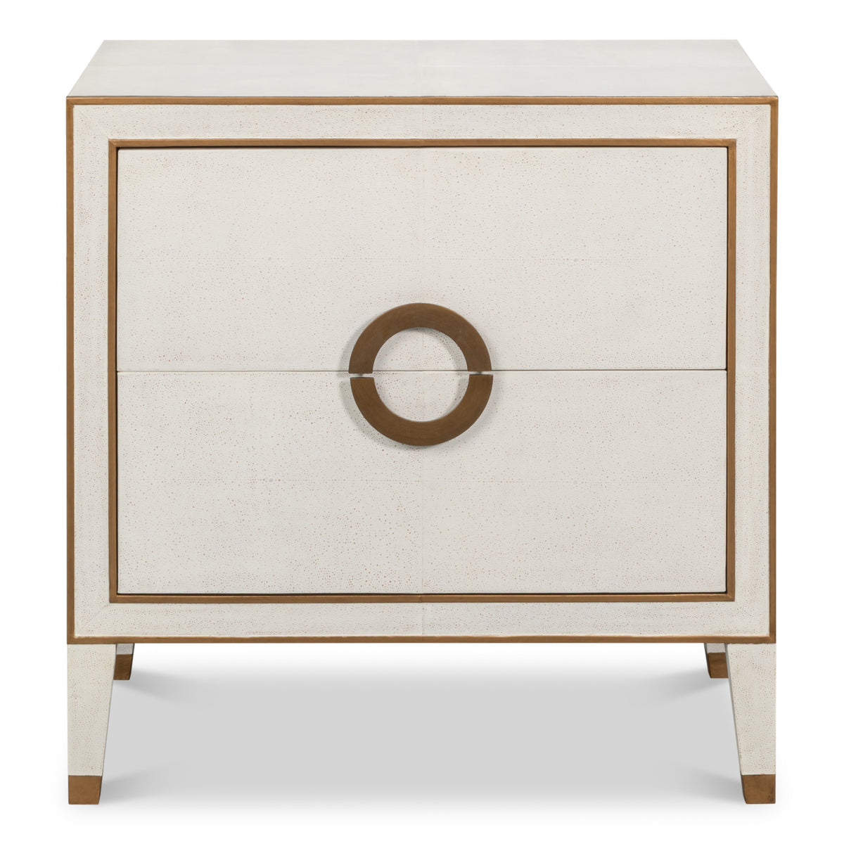 Shagreen Nightstand in Osprey White with Gold Hardware - additional view