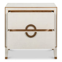 Shagreen Nightstand in Osprey White with Gold Hardware - additional view