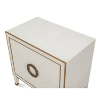 Shagreen Nightstand in Osprey White with Gold Hardware - additional view