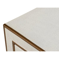Shagreen Nightstand in Osprey White with Gold Hardware - additional view