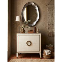 Shagreen Nightstand in Osprey White with Gold Hardware - additional view